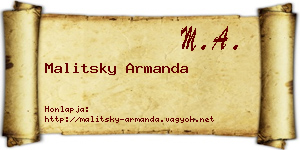 Malitsky Armanda névjegykártya